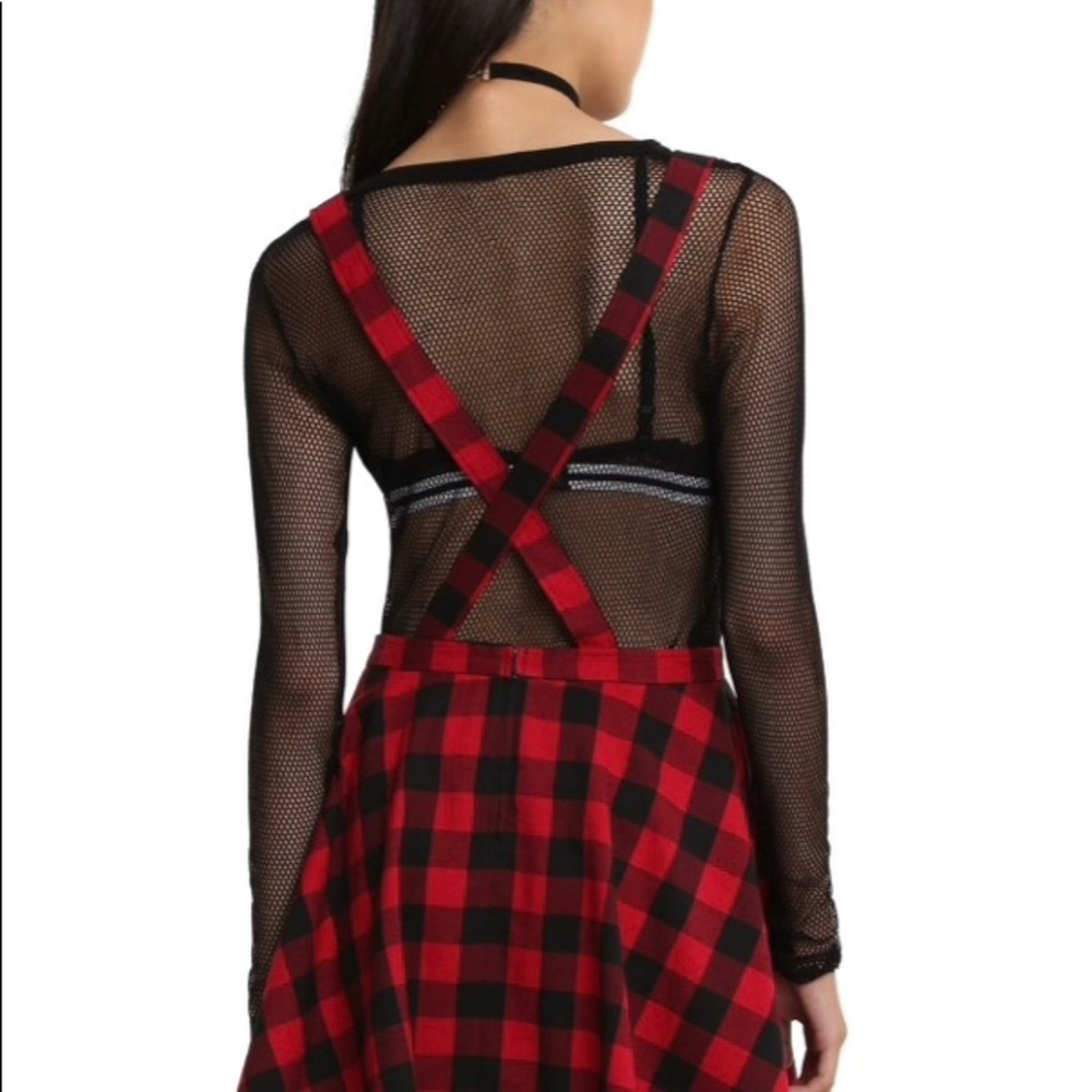 RED & BLACK PLAID OVERALL DRESS Sz.20